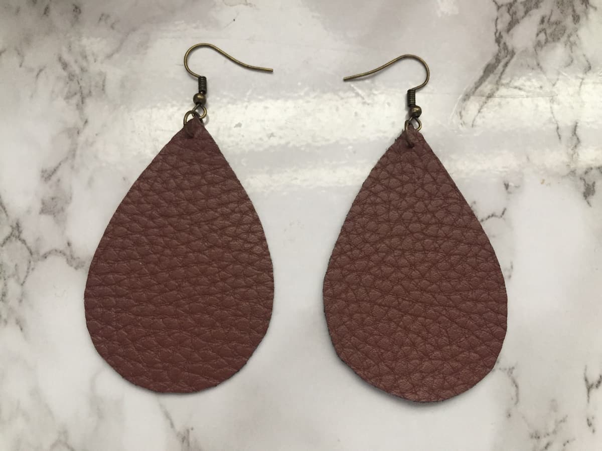 The selected image of Rich Chestnut Brown Leather Pebbled Earrings