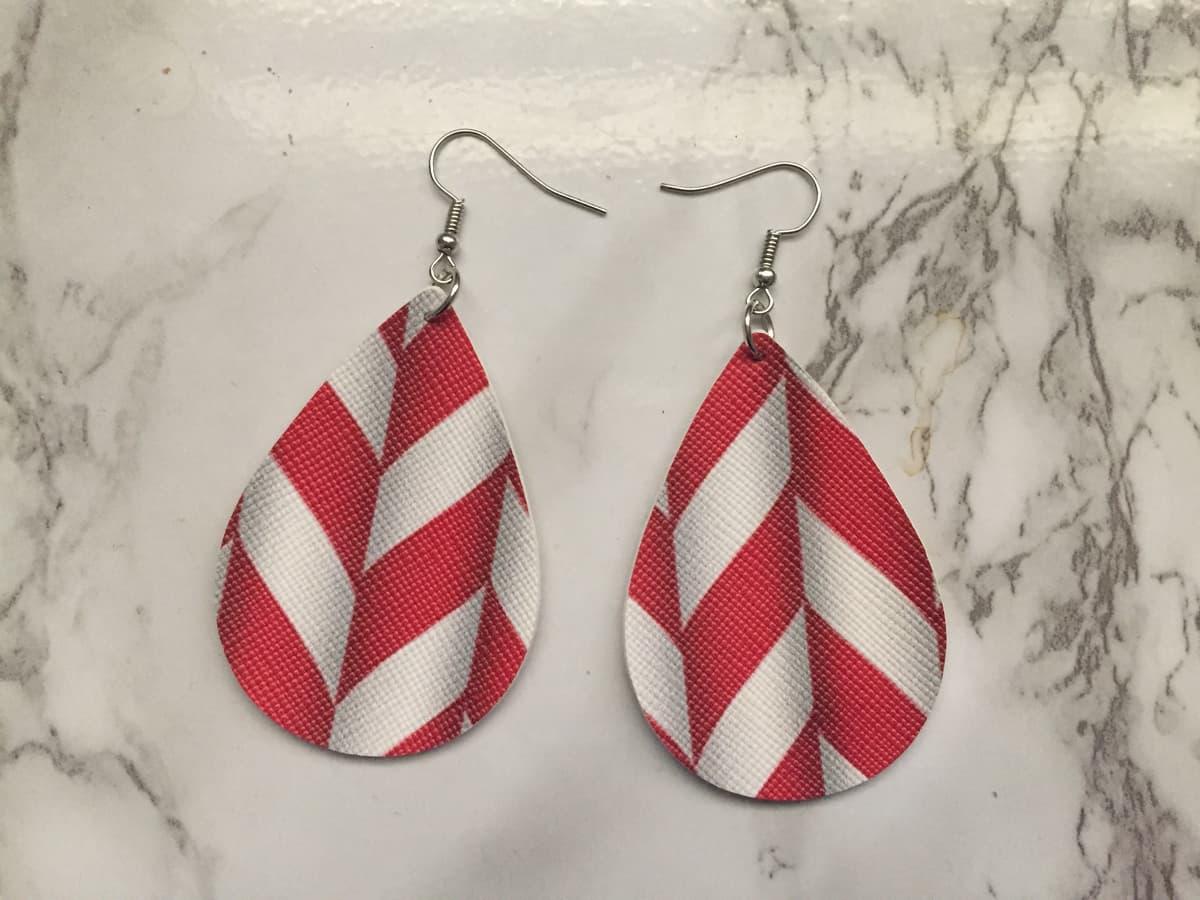 The selected image of Red and White Patriotic Flag Earrings