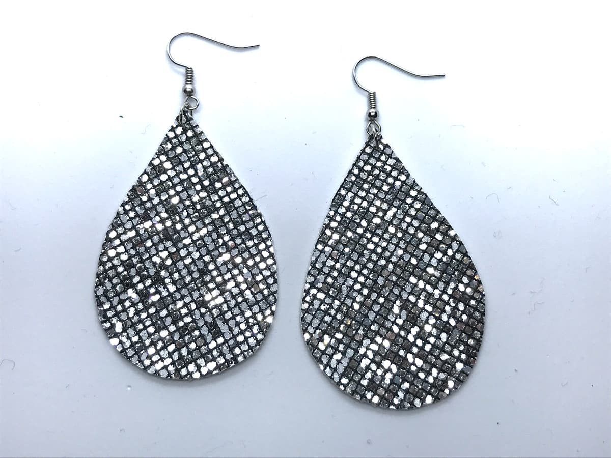 The selected image of Silver Sparkly Dangle Earrings