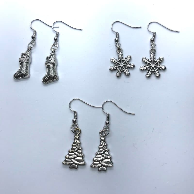 The selected image of Dainty Seasonal Fun Metal Christmas Earrings