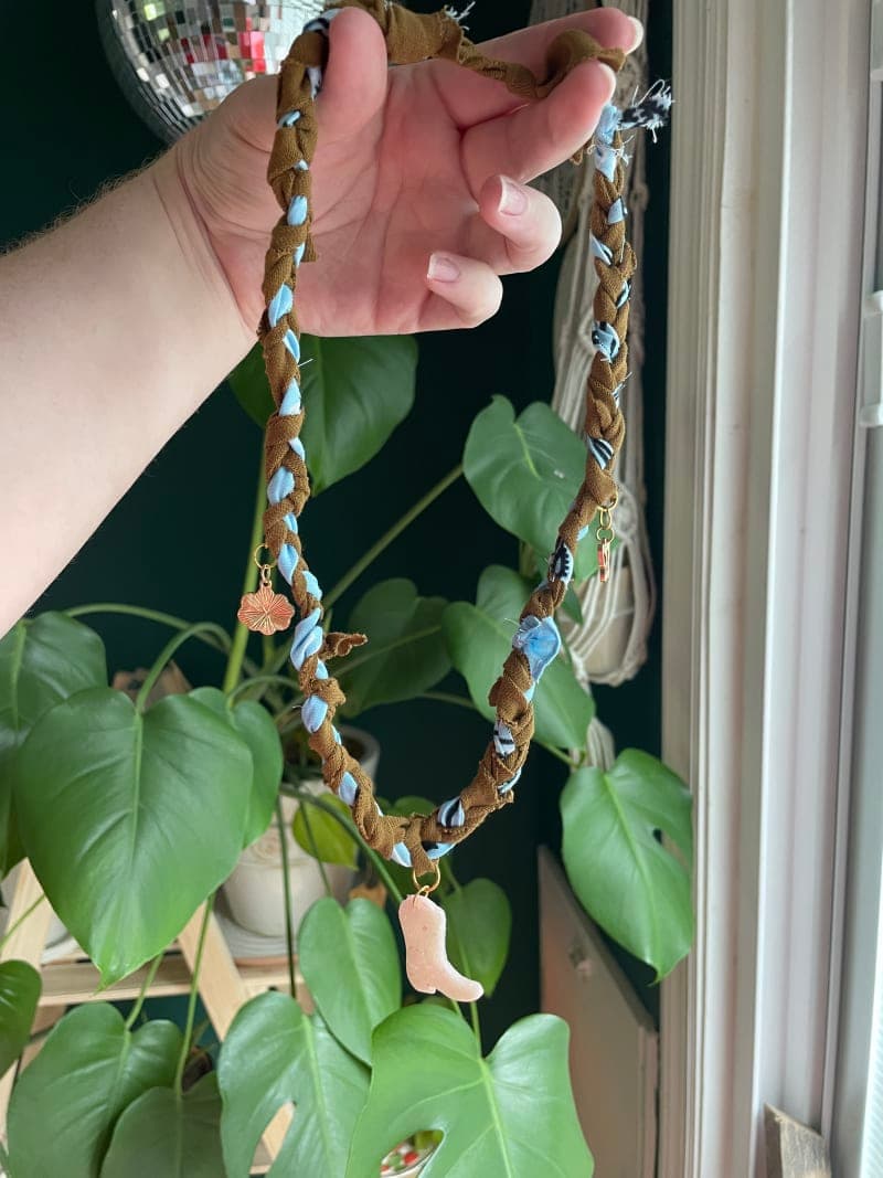 The selected image of Caramel Brown and Blue Cowgirl Bandana Necklace