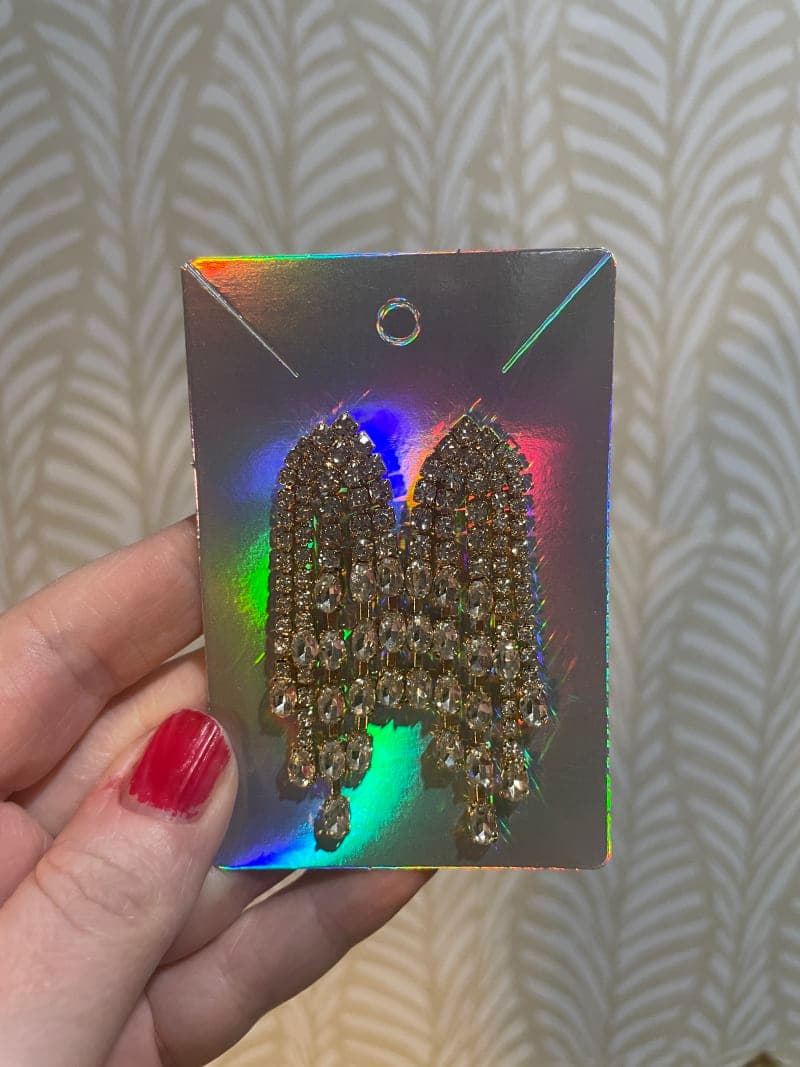 The selected image of Sparkly Faux Diamond Waterfall Bridal Regency-Era Costume Jewelry Earrings