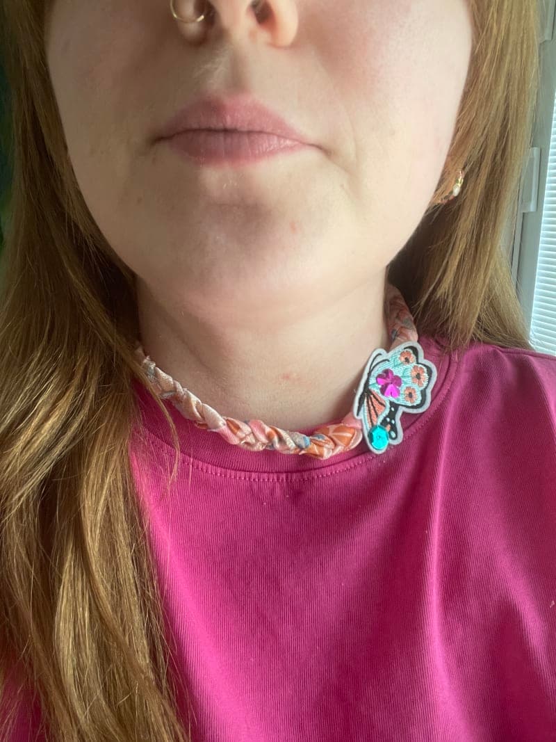 The selected image of Floral Fabric Butterfly Choker Bandana Necklace